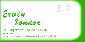 ervin kondor business card